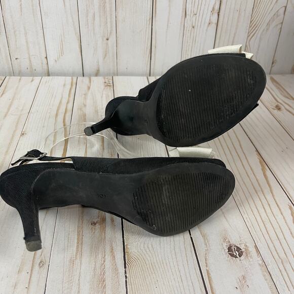 Kelly & Katie Black Peep Toe Heels with Light Cream Bow Size 6 - Picture 6 of 6